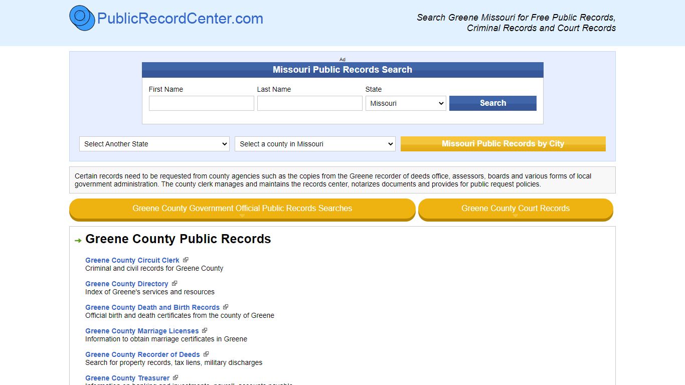 Greene County Missouri Free Public Records - Court Records ...