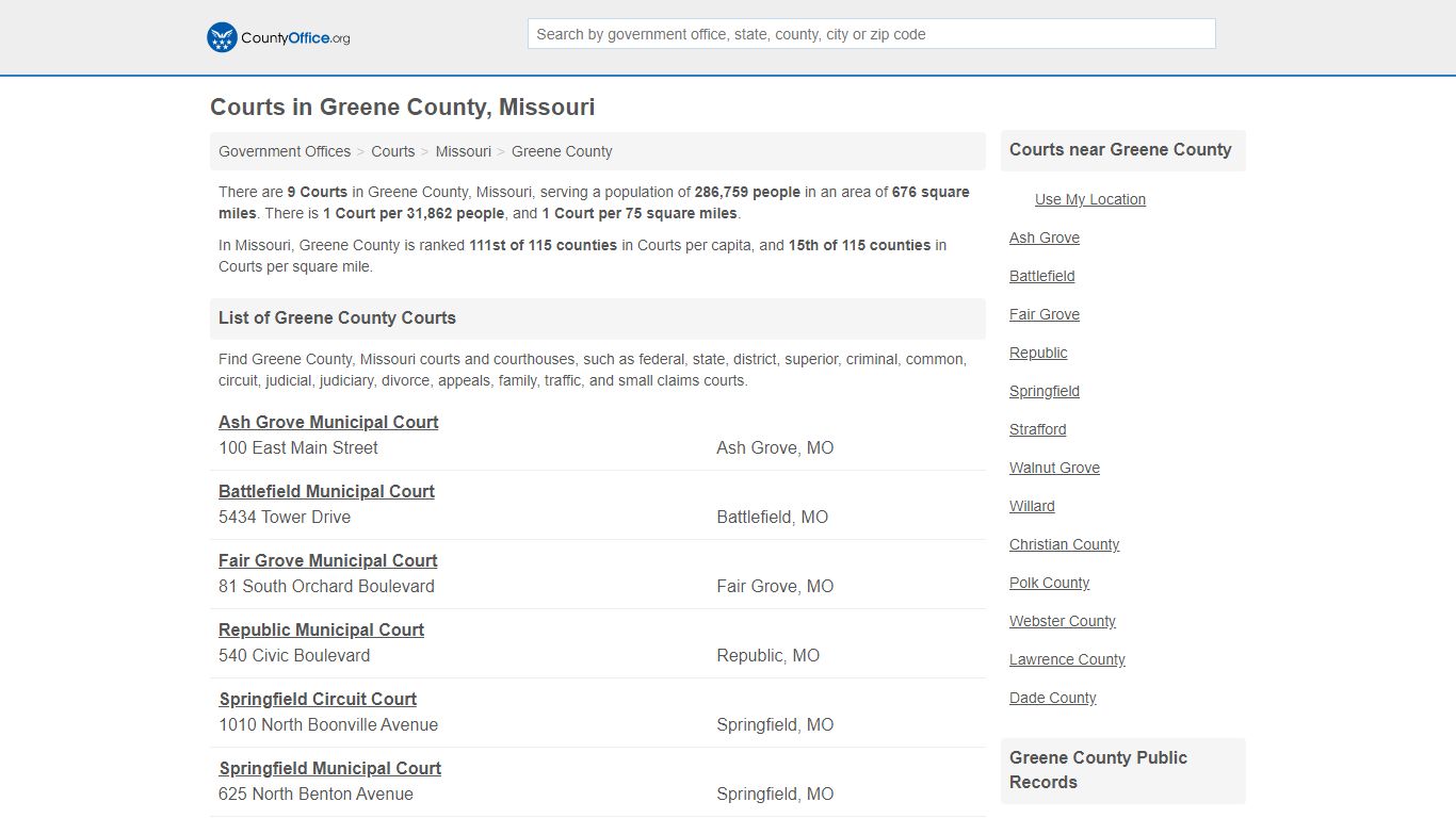 Courts - Greene County, MO (Court Records & Calendars)